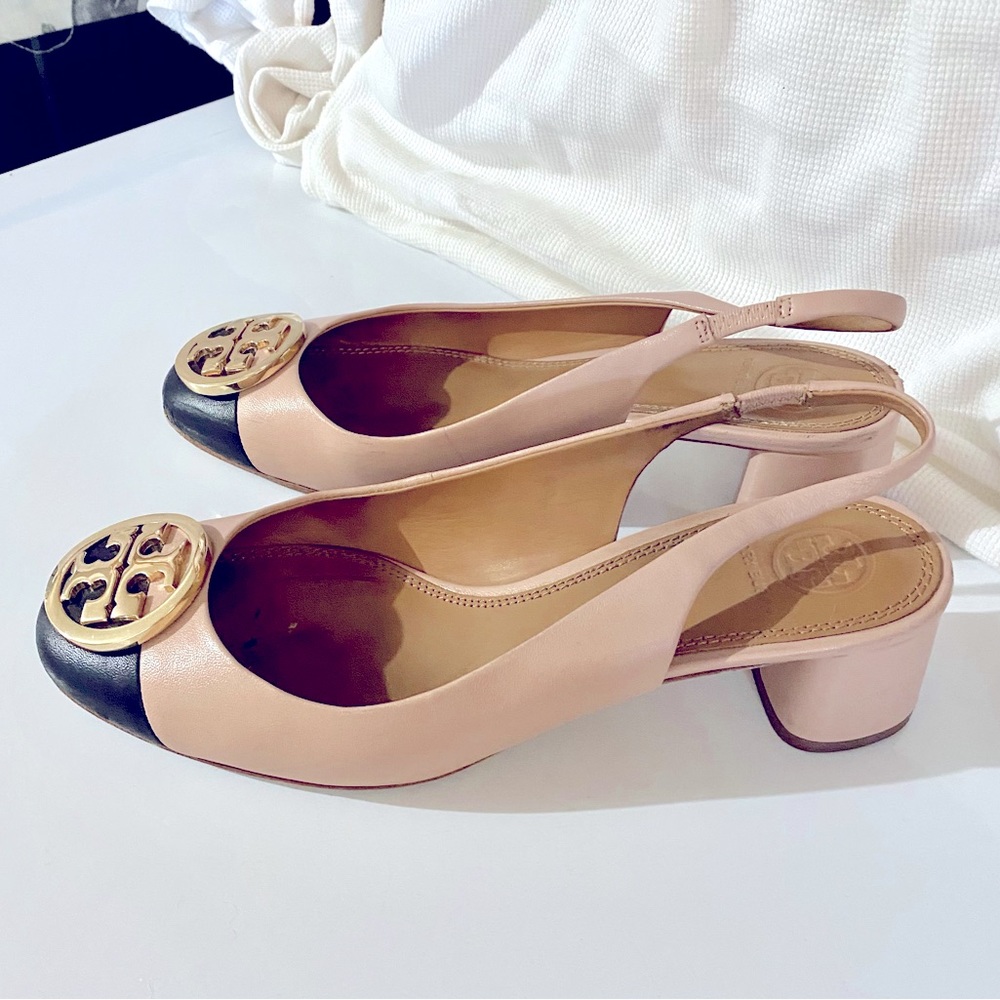 Tory Burch block heels .. 2 tone for that chic and elegant look